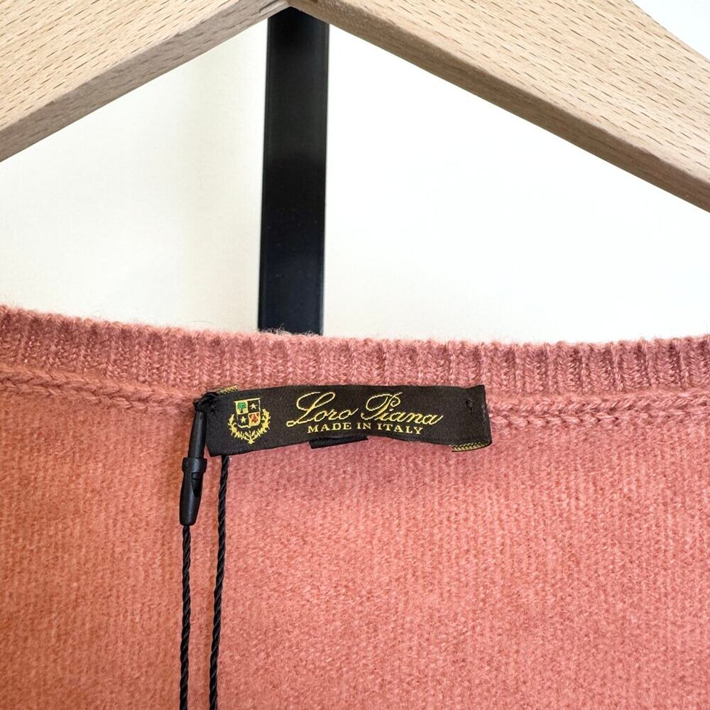 LORO PIANA Pink V-Neck 100% Cashmere Sweater Small Long Sleeve Knit Pullover Top - Picture 4 of 5